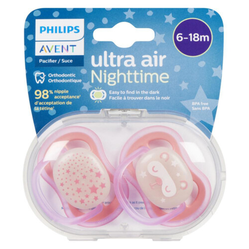 Philips Avent Ultra Air Night Pacifier 6-18 Months 2 Pack