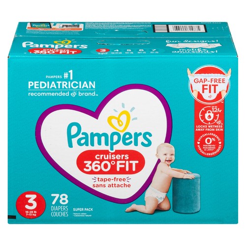 Pampers Cruis 360 Baby Diapers Size 3 Super Pack 78 Count