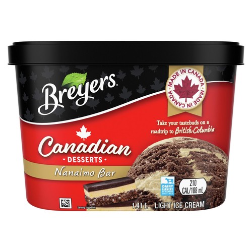 Breyers Canadian Desserts Nanaimo Bar Light Ice Cream Locally Inspired 1.41 L
