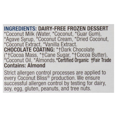 Luna & Larry's Ice Cream Bars Coconut Bliss Chocolate Almond Crunch 3 Pack