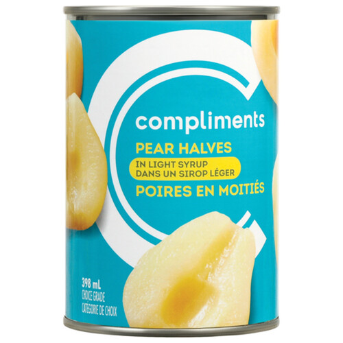 Compliments Canned Pear Halves In Light Syrup 398 ml