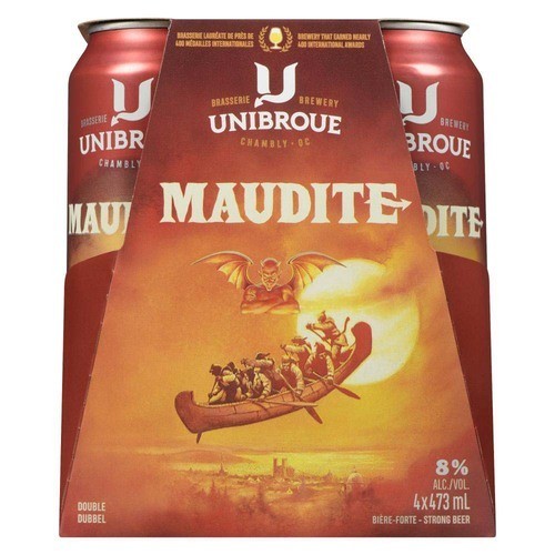 Unibroue Maudite Beer 8% Alcohol 4 x 473 ml (cans)