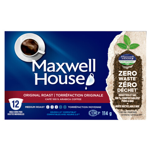 Maxwell House Original Roast Coffee 100% Compostable 12 Pods 114 g