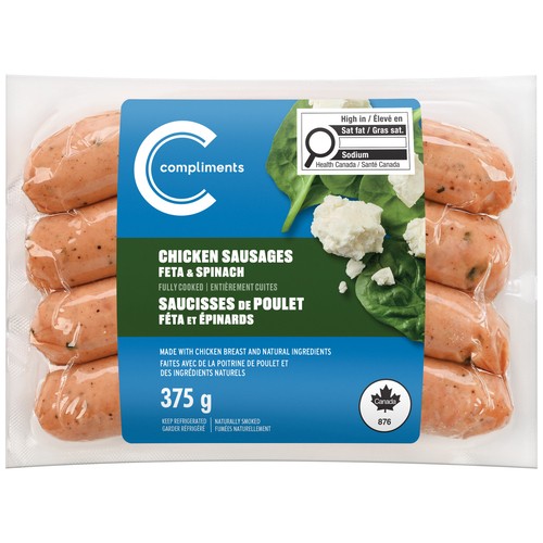 Compliments Chicken Sausage Feta & Spinach 375 g