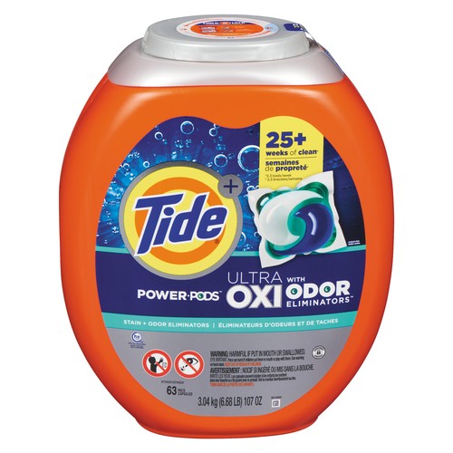 Tide Laundry Detergent Power Pods Ultra Oxi Odor Eliminators 63 Pacs 