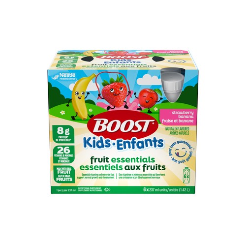 Boost Kids Nutritional Supplement Essential Fruit Blend Strawberry Banana 6 x 237 ml