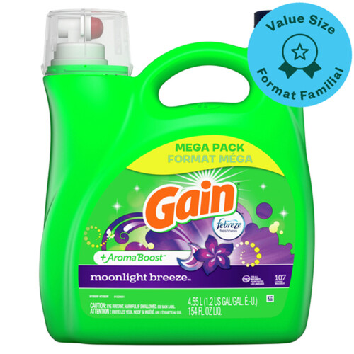 Gain Liquid Laundry Detergent Moonlight Breeze 107 Loads Value Size 4.55 L