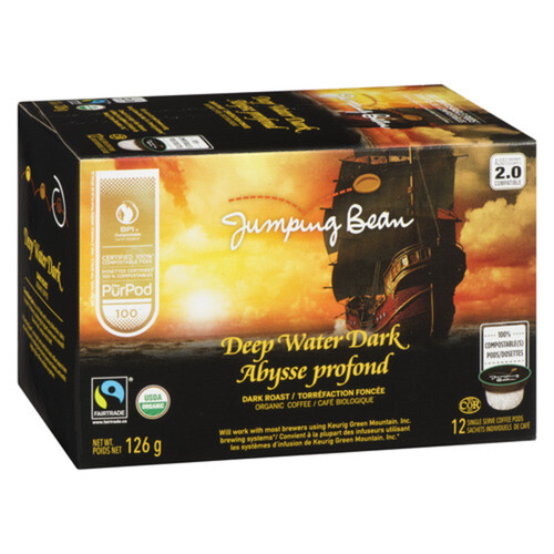 Jumping Bean Coffee Pods Deep Water Dark 12 KCups 126 g Voilà Online Groceries & Offers