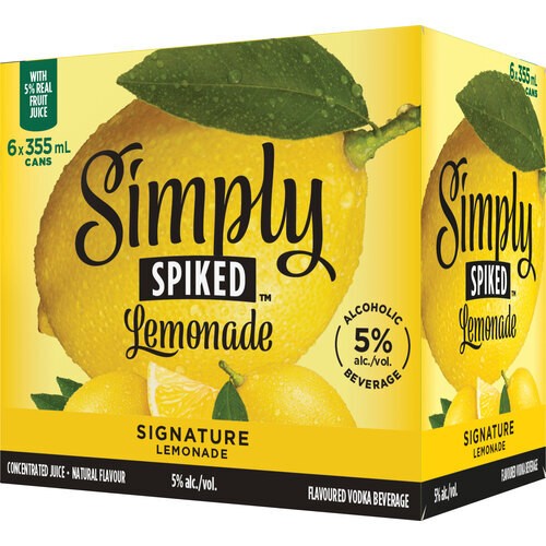 Simply Spiked Alcoholic Beverage Signature Lemonade 6 x 355 ml (cans)