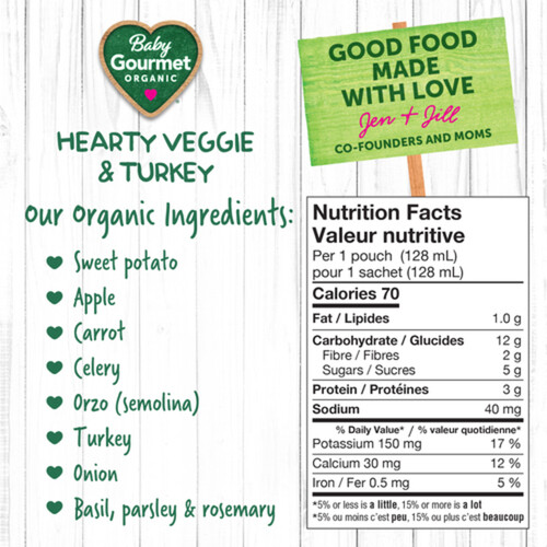 Baby Gourmet Organic Meal Hearty Veggie & Turkey 128 ml
