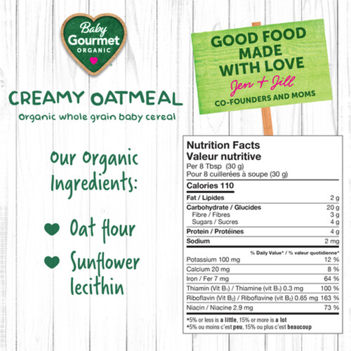 Baby Gourmet Organic Cereal Creamy Oatmeal 227 g