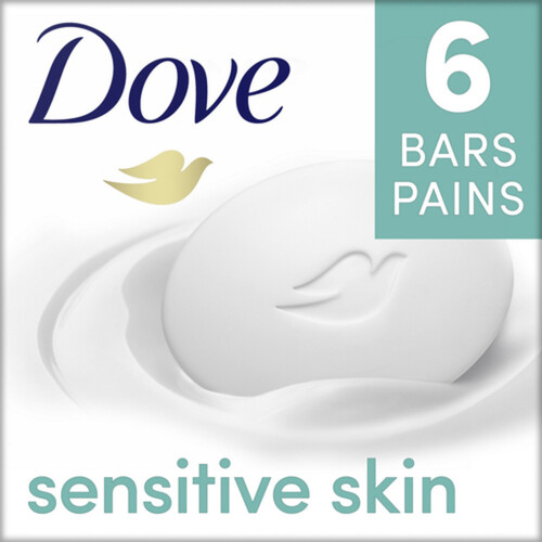 Dove Sensitive Skin Beauty Bar Hypoallergenic With ¼ Moisturizing Cream 106 g 6ct