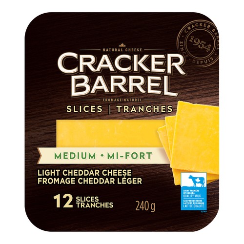 Cracker Barrel Cheese Slices  Light Medium Cheddar 240 g
