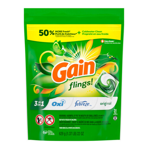 Gain Laundry Detergents Pod Original 31 Pacs 