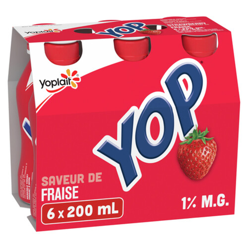 Yoplait Yop 1% Drinkable Yogurt Strawberry 6 x 200 ml