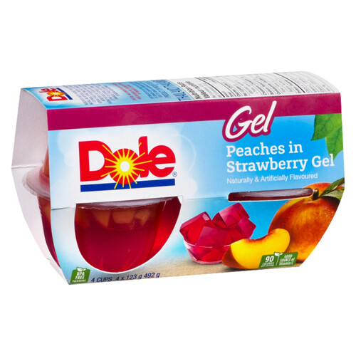Dole Fruit Cups Peaches In Strawberry Gel 4 x 123 g
