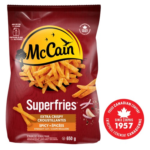 McCain Frozen Superfries Extra Crispy Fries Spicy Straight Cut 650 g