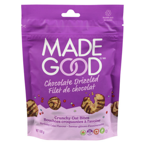 Made Good Crunchy Oat Bites Chocolate Drizzled Birthday Cake Flavour 100 g