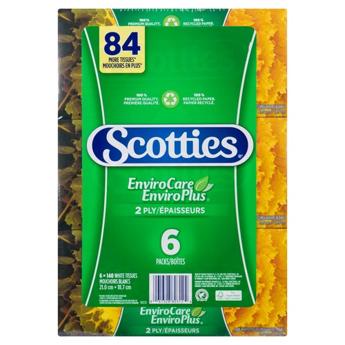 Scotties 2 Ply Enviro Care Facial Tissues 6 Pack Ea