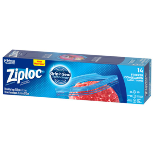 Ziploc Freezer Bags Grip 'n Seal Technology Large 14 Bags