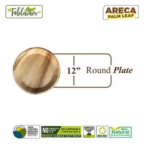 Bio Mart Leaf Round Platter 12-Inches 10 Pack