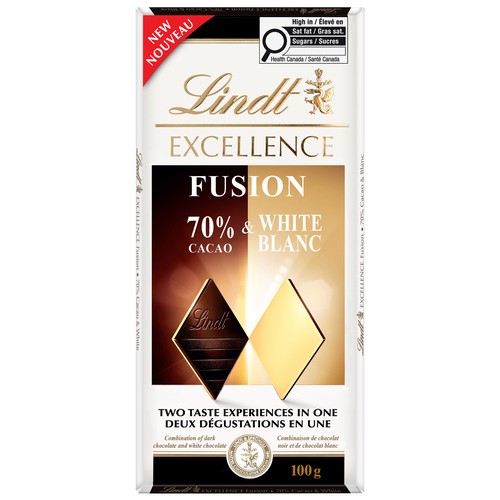 Lindt Excellence Chocolate Bar Fusion 70% Cacao & White 100 g