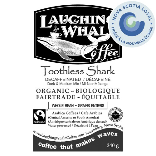 Laughing Whale Whole Bean Coffee Toothless Shark Decaf 340 g