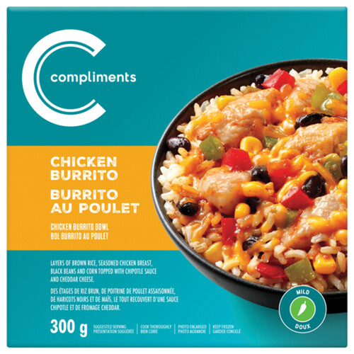 Compliments Frozen Dinner Bowl Chicken Burrito 300 g