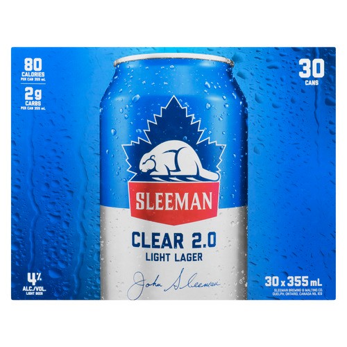 Sleeman Beer Clear 4% Alcohol Light Lager 30 x 355 ml (cans)