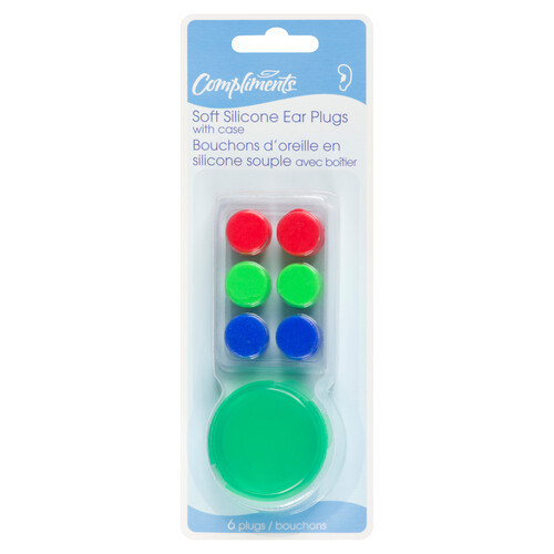 Compliments Silicone Ear Plugs Flat White 6 Plugs