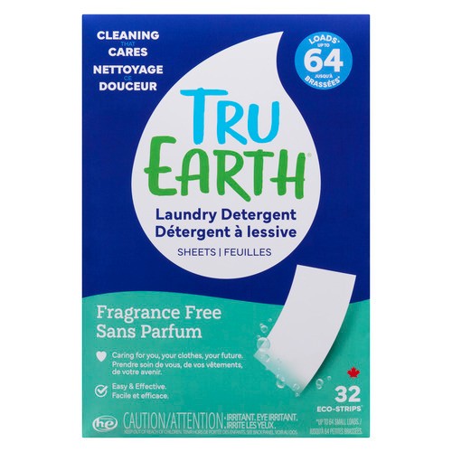 Tru Earth Eco-Strips Laundry Detergent Sheets Fragrance Free 32 Count