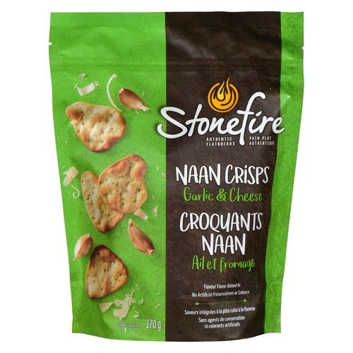 Stonefire Naan Crisps Crackers Garlic And Cheese 170 g