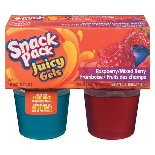 Snack Pack Juicy Gels Snack Pack Raspberry And Mixed Berry 4 x 99 g