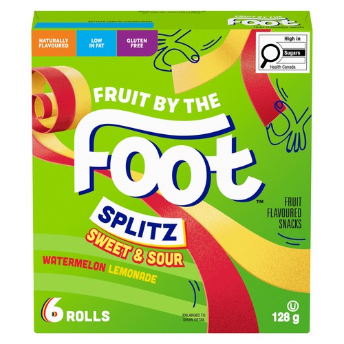 Fruit By The Foot Fruit Flavoured Snacks Splits Watermelon Lemonade 6 Rolls 128 g