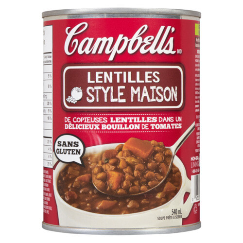 Campbells Gluten Free Rustic Lentil Soup Homestyle 540 Ml Voilà