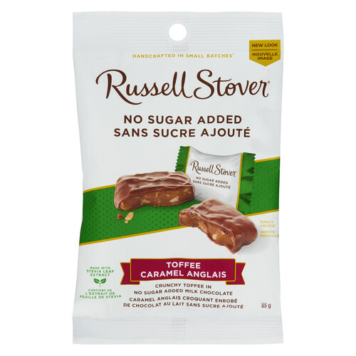 Russell Stover No Sugar Added Chocolate Bag Toffee Caramel 85 g