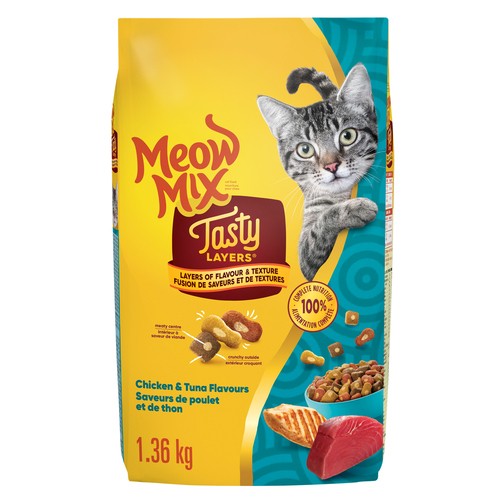 Meow Mix Tasty Layers Dry Cat Food Chicken & Tuna 1.36 kg 
