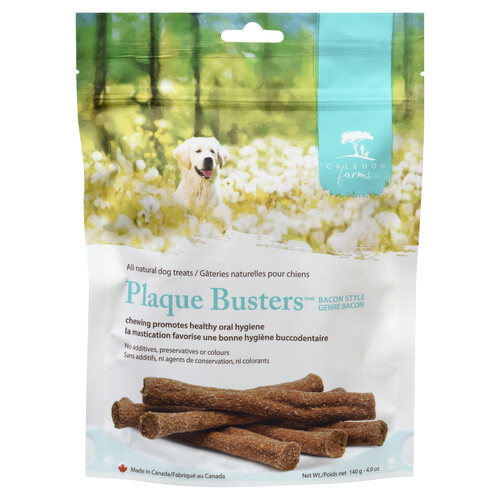 Caledon Farms All Natural Dog Treats Plaque Busters Bacon Style 140 g