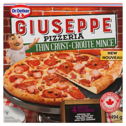 Dr. Oetker Giuseppe Frozen Thin Crust Pizza 4 Meat 494 g