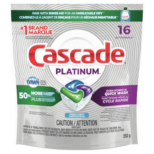 Cascade Platinum Dishwasher Detergent Fresh Action Pacs 16 EA