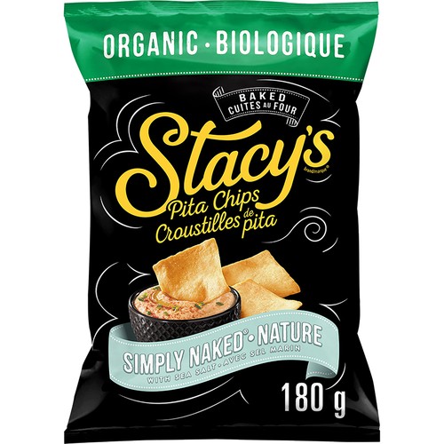 Stacy's Organic Pita Chips Simply Naked With Sea Salt 180 g
