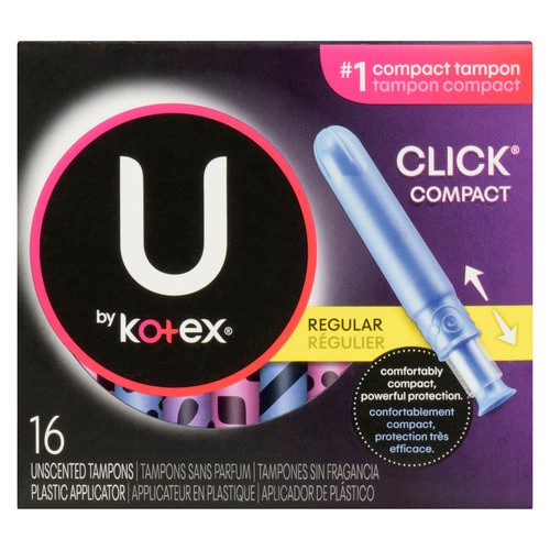 U By Kotex Click Compact Tampons Regular Absorbency Unscented 16 Count