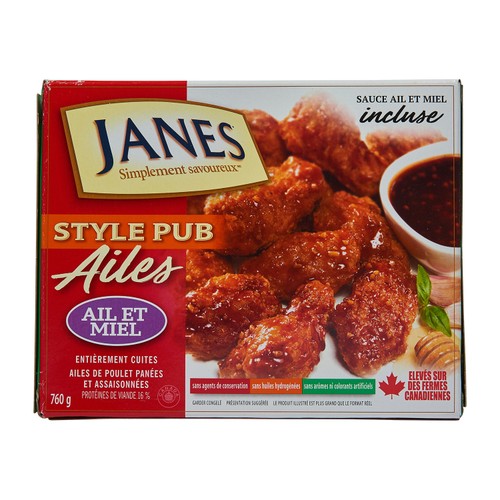 Janes Pub Style Frozen Chicken Wings Honey Garlic 760 g