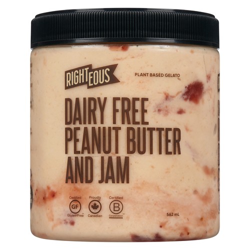Righteous Gelato Peanut Butter and Jam Plant Based Gelato 562 mL