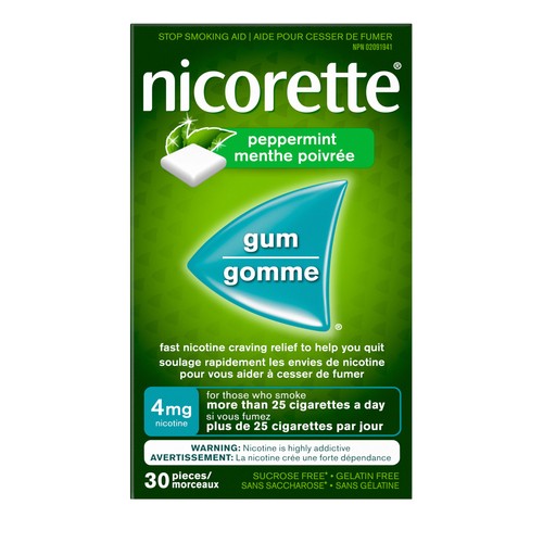 Nicorette Nicotine Gum Peppermint 4 mg 30 Count
