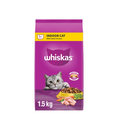 Whiskas Adult Indoor Cat Dry Food With Real Chicken 1.5 kg