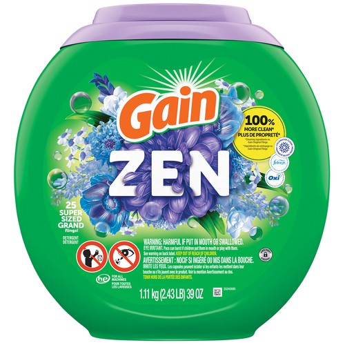 Gain Flings Laundry Detergent Pacs Zen Super Sized 25 Count 1.11 kg