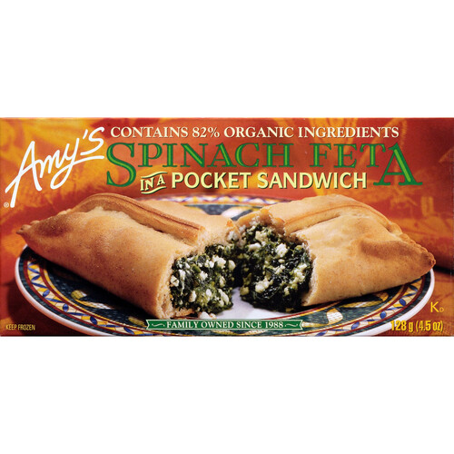 Amy's Kitchen Sandwich Spinach Feta In A Pocket 128 g (frozen)