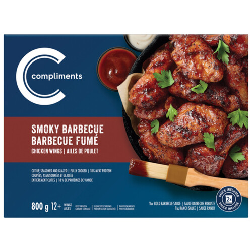 Compliments Frozen Chicken Wings Smoky BBQ 800 g