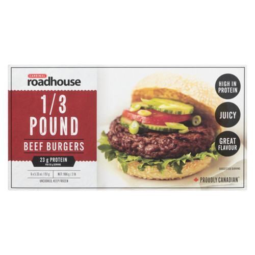 Cardinal Roadhouse Frozen Beef Burgers 6 Pack 906 g